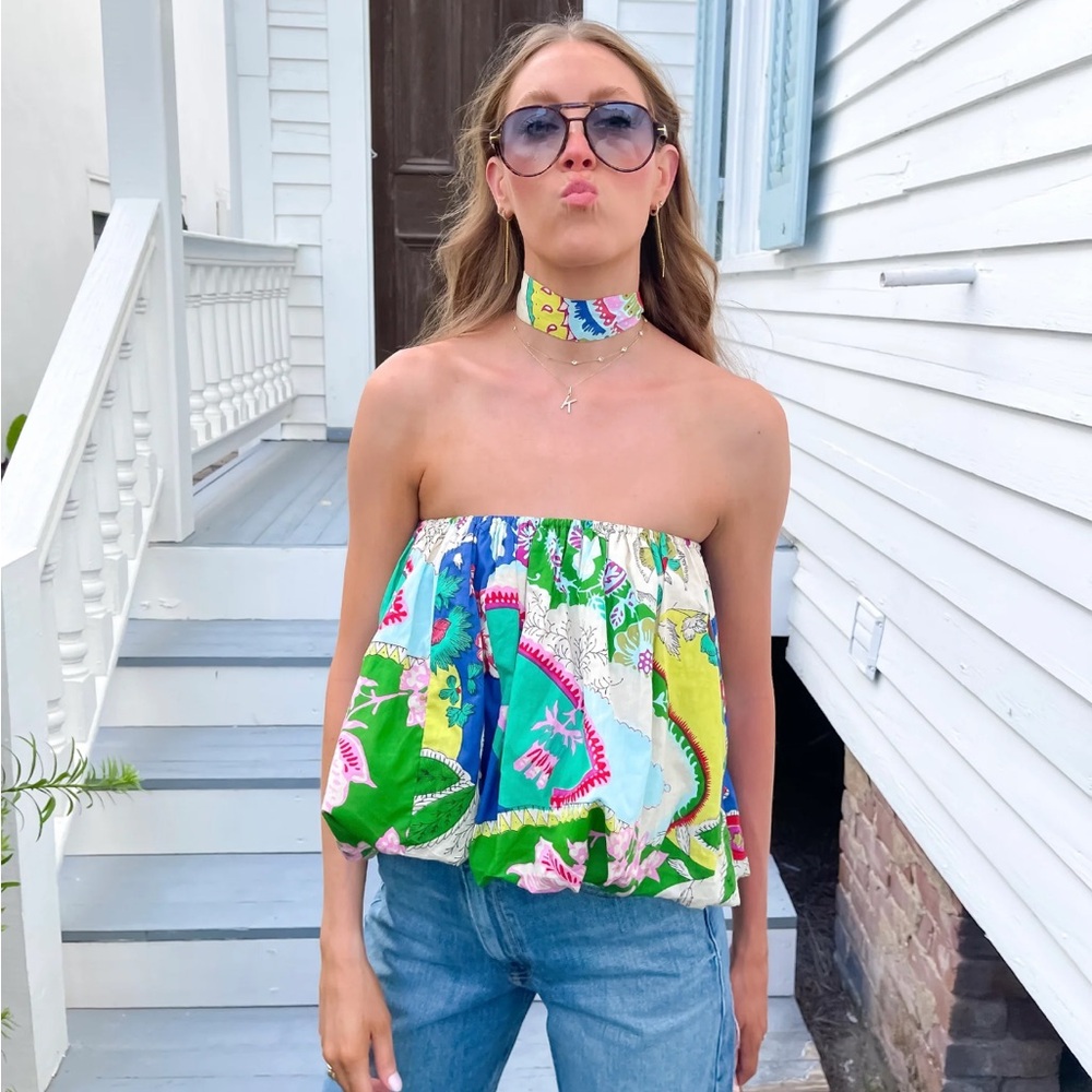 Colorful Strapless Women's Top